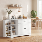HOMCOM 44" Modern Sideboard Buffet Cabinet with Drawer & Side Storage Racks - White-Exclusive door racks store spices and snacks, reducing clutter 