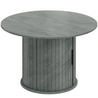 HOMCOM 31.5" Round Coffee Table with Storage - Grey-Slatted column design with cement grey finish adds a clean, contemporary style and ensures robust stability