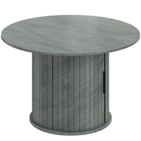 HOMCOM 31.5" Round Coffee Table with Storage - Grey-Slatted column design with cement grey finish adds a clean, contemporary style and ensures robust stability