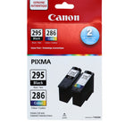 Canon PG-295/CL-286 Genuine Ink Cartridge - Standard Yield - Black, Cyan, Magenta, Yellow-The PG-295 Black Ink Cartridge produces crisp, sharp black text for all your documents