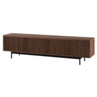 Hudson&Canal Whitman TV Stand for TV's up to 85" - Satin Walnut-The top has a weight capacity of 75lbs, inside storage area can hold 45 lbs in each section