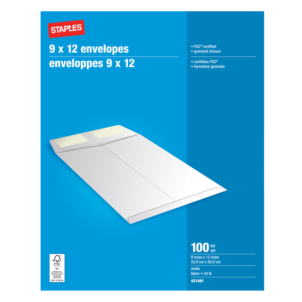 Staples Kraft Catalogue Envelopes with Gummed Flaps - 9