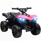 Qaba 6V Battery Powered Kids ATV 4 Wheeler with Music and LED Headlights - Pink-Powerful 6V motor drives on various terrains, sparking curiosity 