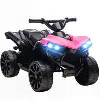Qaba 6V Battery Powered Kids ATV 4 Wheeler with Music and LED Headlights - Pink-Powerful 6V motor drives on various terrains, sparking curiosity 