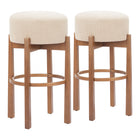Zuo Nade Barstool - Beige/Walnut - Set of 2-Rubberwood leg