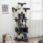 PawHut 68" Multi-Level Large Cat Tree Tower with Condo - Charcoal Grey-Solid particle base construction wrapped with warm and soft plush 