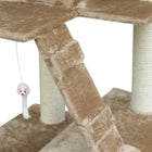 PawHut 70.5" Large Cat Tree with Scratch Post and Condo - Beige-Covering Material: Plush 