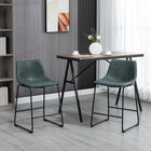 HOMCOM Counter Height Bar Stools with Back - Dark Green - 2 Pack-Padded seat and backrest for top-notch comfort
