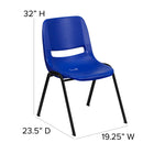 Flash Furniture HERCULES Series Ergonomic Shell Stack Chair with Black Frame - Blue-Limited Lifetime Warranty on Frame