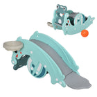 Qaba 3-in-1 Kids Slide and Rocking Horse - Green-3-in-1 function, can be used as rocking horse, slide and basketball hoop 