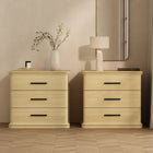 Manhattan Comfort Clifford Traditional 3-Drawer Nightstand - Natural Oak-9