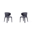 Manhattan Comfort Conrad 20.47" Mid-Century Modern Woven Tweed Upholstered Dining Chair - Black - Set of 2-Mid-Century Modern Dining Chair for Dining Room Use. Set of 2