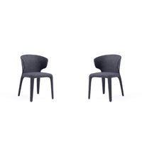 Manhattan Comfort Conrad 20.47" Mid-Century Modern Woven Tweed Upholstered Dining Chair - Black - Set of 2-Mid-Century Modern Dining Chair for Dining Room Use. Set of 2