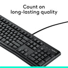 Logitech K120 Wired Keyboard for Windows, USB Plug-and-Play - Black-Compatibility: This full-size keyboard is compatible with Windows 7, 8, 10 or later, plus it's a reliable and durable partner for your desk at home, or at work