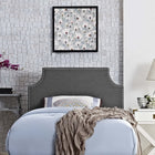 Modway Laura Upholstered Fabric Twin Headboard - Grey-Solid Wood Frame
