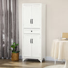 HOMCOM 67" H Kitchen Pantry Cabinet with Doors and Shelves - White-Drawer provides hidden storage for small items 