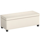HOMCOM 44 Inch Storage Ottoman Bench with Lid and Legs - Beige-Elegant corduroy design enhances your decor