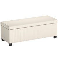HOMCOM 44 Inch Storage Ottoman Bench with Lid and Legs - Beige-Elegant corduroy design enhances your decor