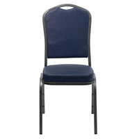 Flash Furniture HERCULES Series Crown Back Stacking Banquet Chair in Navy Vinyl - Silver Vein Frame-Multipurpose Banquet Chair