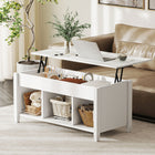 HOMCOM Lift Top Coffee Table with Storage - White-Three cube open shelves provide extra room for storage and display