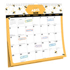 BrownTrout 2026 Hanging 18-Month Monthly Square Wire-O Calendar Sticker Sheet - Busy Bees - 12" x 12" -Use Right Away - 18-month calendar, starting in July of 2025