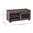 HOMCOM Farmhouse Coffee Table with Sliding Barn Door - Dark Brown-Features 4 compartments for different storage needs