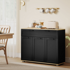 HOMCOM 40" Modern Sideboard Buffet Cabinet with Drawers & Storage Doors - Black-Three-level adjustable shelves, customizing space for tall or short items
