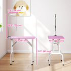 PawHut Foldable Non-slip Surface Pet Grooming Table - Pink-Leash is included to keep the pet in place 