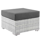Modway Convene Outdoor Patio Ottoman - Light Grey/Charcoal-Synthetic Rattan Weave