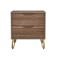 Manhattan Comfort Avira 20" Mid-Century Modern 2-Drawer Nightstand - Brown-Clean, modern nightstand with a smooth laminate finish for a warm, natural look