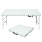 Homy Casa 4 ft Portable Folding Table with 4 adjustable Heights Indoor & Outdoor for Camping - White-The 4 ft size fits camping, picnics, and parties