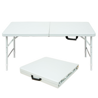 Homy Casa 4 ft Portable Folding Table with 4 adjustable Heights Indoor & Outdoor for Camping - White-The 4 ft size fits camping, picnics, and parties