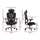 Staples Hyken Pro Ergonomic Fabric Swivel Task Chair - Black-Four locking recline positions to support a neutral spine 