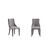 Manhattan Comfort Fifth Avenue 18.5" Traditional Faux Leather Upholstered Dining Chair - Grey - Set of 2-Traditional Dining Chair for Dining Room Use. Set of 2