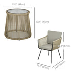 Outsunny 3-Pieces Wicker Patio Furniture Set - Coffee/Light Grey-Features cushions for comfort 
