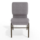 Flash Furniture HERCULES Series 18.5"W Church Chair with Book Rack - Gold Vein Frame - Grey Fabric-16 Gauge Steel Frame
