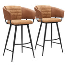Zuo Juno Barstool - Brown - Set of 2-Armrest support