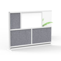 Luxor Modular Wall Extension with Whiteboard - 70" W x 48" H - Segmented Grey Frame, Frosted Acrylic, Cool Grey PET-Creates semi permanent privacy in shared spaces