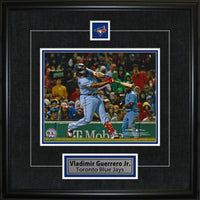 Vladimir Guerrero Jr. with Pin and Plate Toronto Blue Jays Swing - Framed Print - 16" x 20"-Premium 8x10 framed