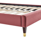 Modway Harlow Performance Velvet Twin Platform Bed Frame - Dusty Rose-Wood Legs With Gold Metal Sleeves