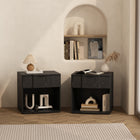 Manhattan Comfort Clive 22" Mid-Century Modern 1-Drawer Nightstand - Black-Drawer opens on 0.75-extension tracks for smooth everyday access