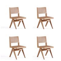 Manhattan Comfort Hamlet 17.64" Industry Chic Dining Chair - Nature - Set of 4-Modern - Industry Chic Cane Dining Chair Perfect for Dining Room Use. Set of 4