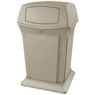 Rubbermaid Ranger 45 Gallons Waste Container with 2 Door Top - Beige-Capacity - 45 US gal.