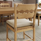 Modway Jax Oak Wood Dining Chair With Wavy Razor Back and Cushion - Weathered Oak Oatmeal Stripe-Non-Marking Foot Pads