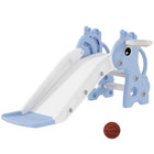 Qaba 3 in 1 Kids Slide with Climber and Basketball Hoop - Blue-3-step ladder assists children in climbing safely 