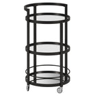 Hudson&Canal Hause 21"W Round Bar Cart - Blackened Bronze-A modern contemporary design for your kitchen, den, entertaining space, and more