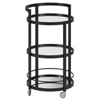 Hudson&Canal Hause 21"W Round Bar Cart - Blackened Bronze-A modern contemporary design for your kitchen, den, entertaining space, and more