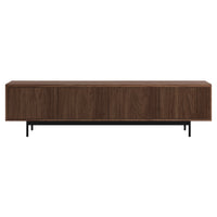 Hudson&Canal Whitman TV Stand for TV's up to 85" - Satin Walnut-A transitional design accommodates TVs up to 85" for your entertaining space