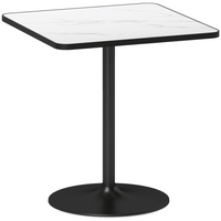 HOMCOM Round Dining Table with Marble Effect Top & Round Base for 4 - White-Seats four comfortably, great for kitchens and dining areas