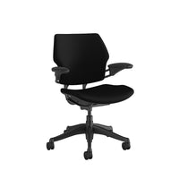 Humanscale Freedom Task Chair - Black-Body-fitting contours ensure the user sits in comfort all day long. Our cushions are built to maximize comfort for four hours, rather than the industry standard four minutes, which is as long as a sit-test in a new chair generally lasts